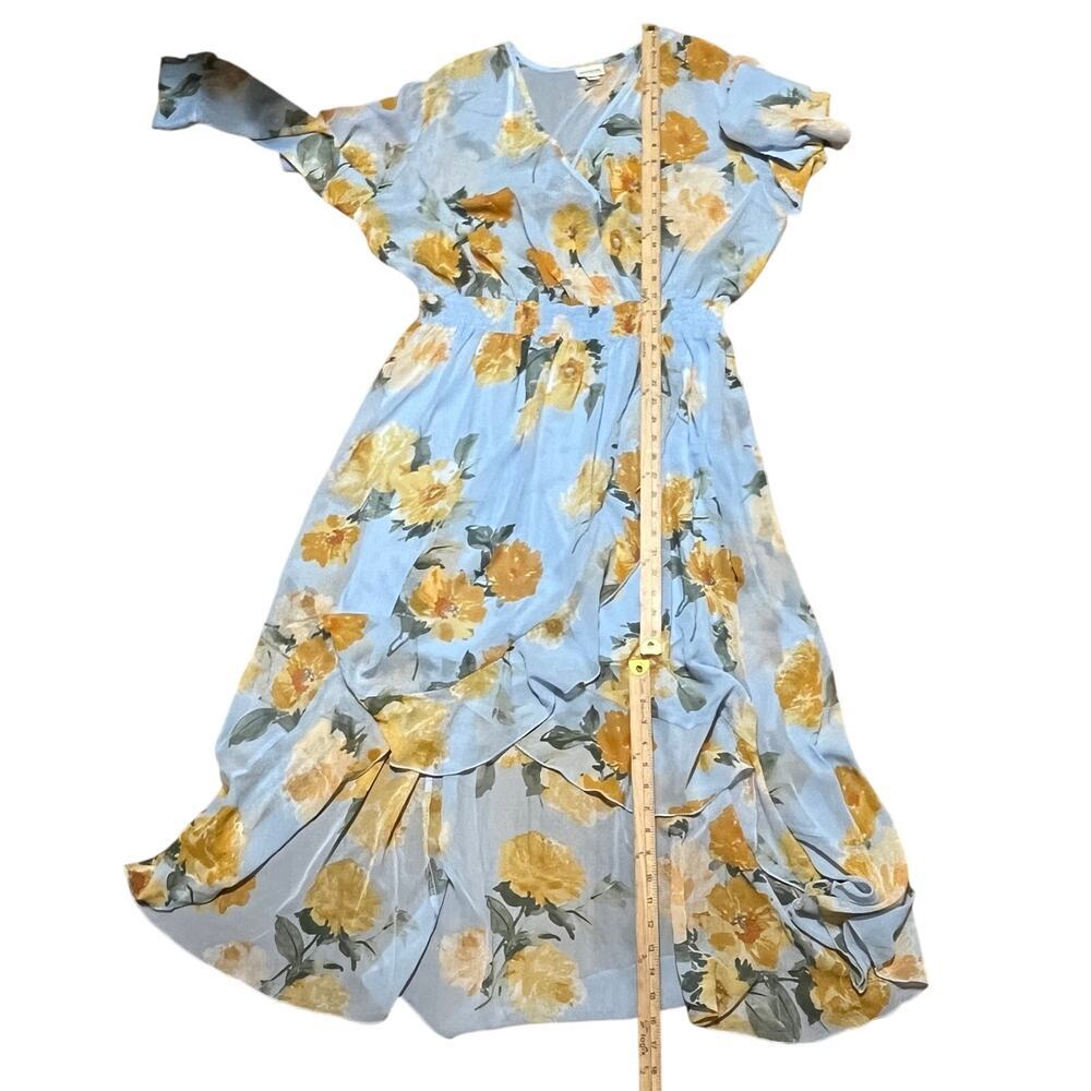 ENFOCUS Floral Boho Maxi Hi Low Dress 20w Peasant Blue Yellow Romantic Flowy EUC - Picture 9 of 9